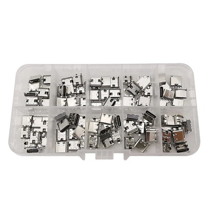 100Pcs Type-C USB Female Charging Socket Connector – 6Pin & 16Pin PCB Soldering DIY Repair Adapter