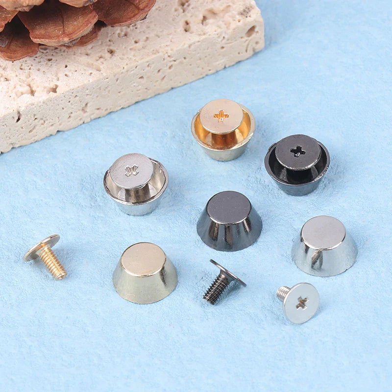 10 Sets Metal Bag Bottom Rivets – DIY Leather Stud Feet Studs for Bag Wear Protection, Strap & Belt Accessories Hardware Kit
