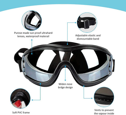 Adjustable Dog Sunglasses: Anti-Fog Goggles for Travel Skiing, Snow, and Outdoor Adventures - Pet Goggles for Medium to Large Dogs