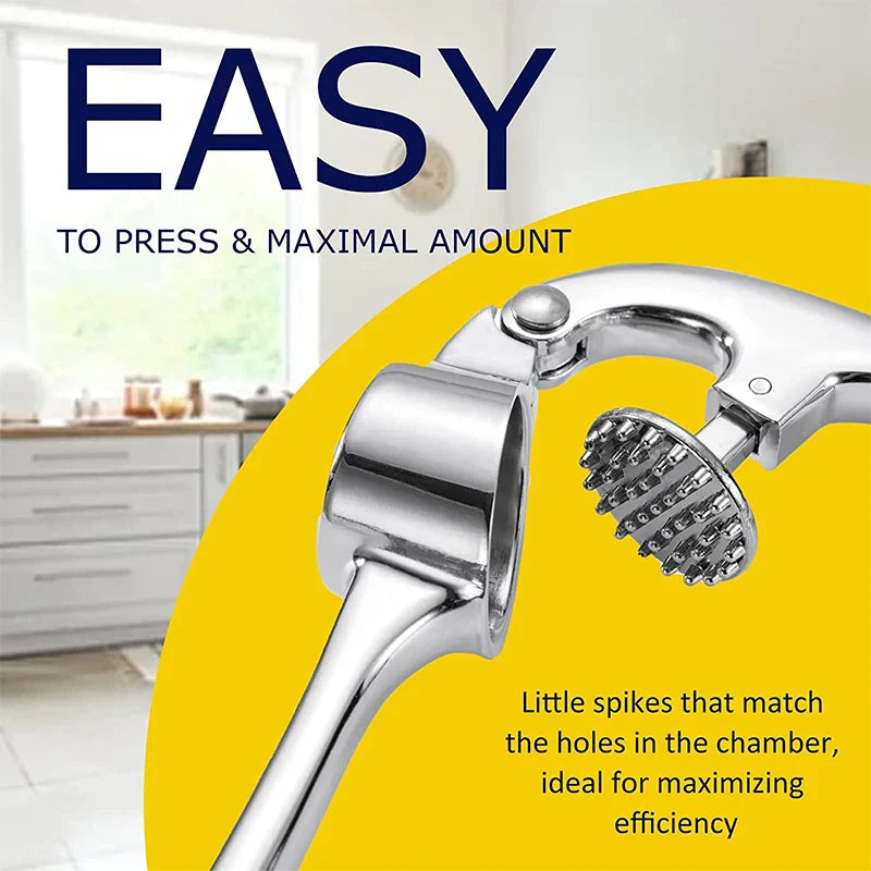 LMETJMA Stainless Steel Garlic Press — Easy Squeeze Garlic Mincer & Crusher Kitchen Tool JT202