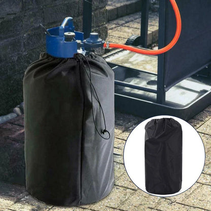 Outdoor 210D Black Oxford Propane Tank Cover – Waterproof, Dustproof Gas Bottle & Stove Protector for Camping