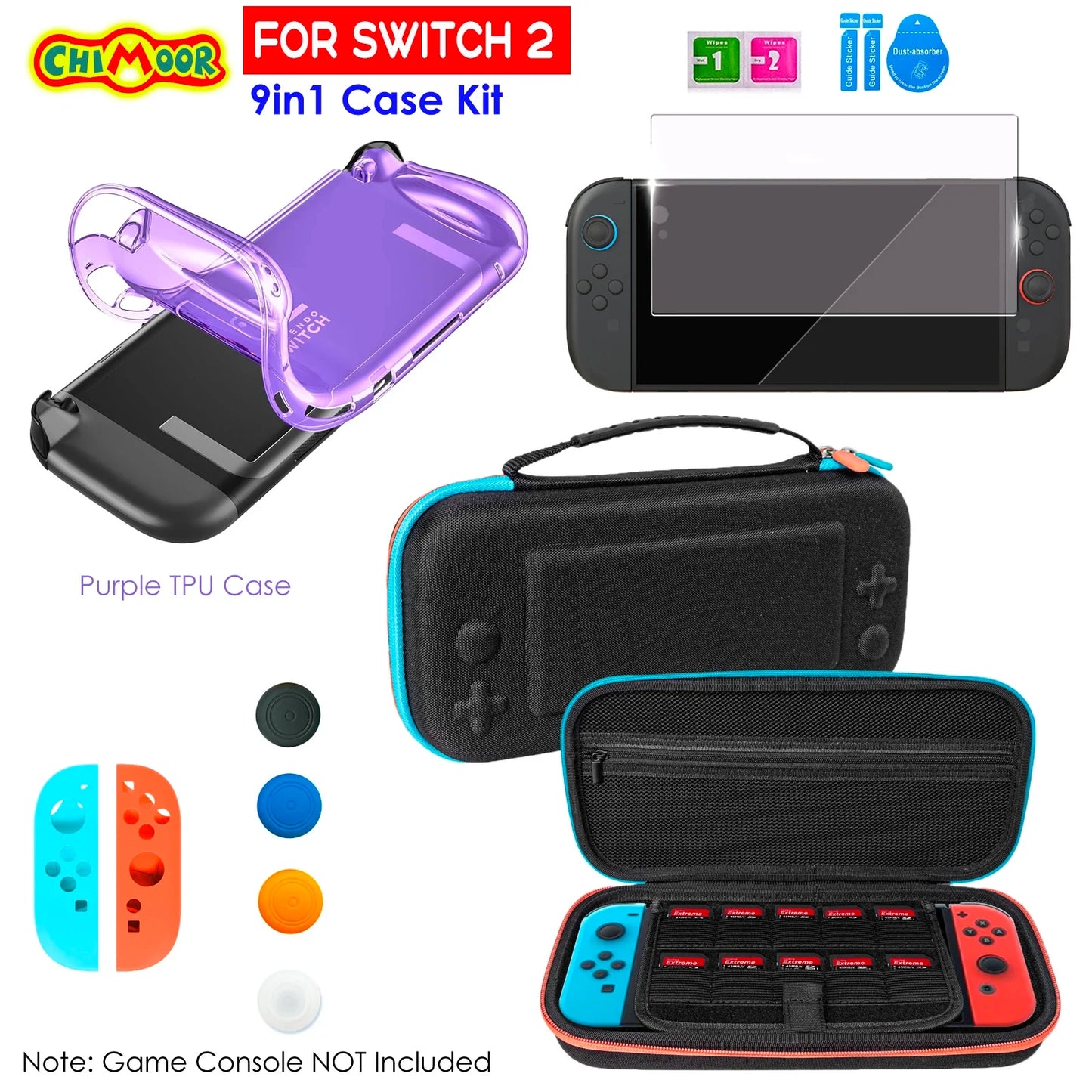 Protective Case Kit for Nintendo Switch 2 (2025) — Clear TPU Cover, Anti-Scratch, Shock-Absorption, Ergonomic Grip Design