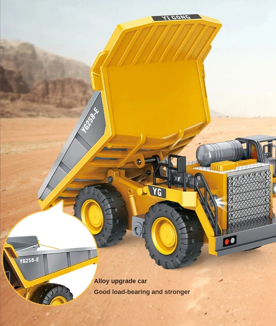 4WD RC Excavator Alloy Dump Truck Bulldozer | Remote Control Construction Vehicle Toy for Kids