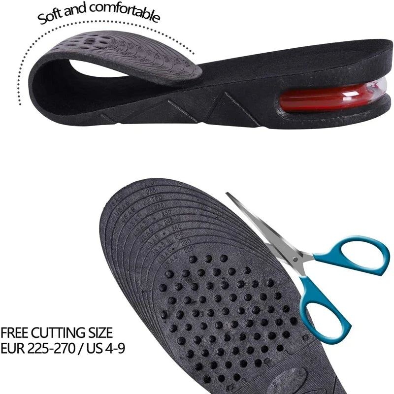 Height Increase Insoles with Air Cushion – Elevator Shoe Inserts for Men & Women, Adjustable 3-9cm Taller Footwear Lifts