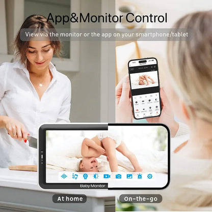 Tuya Smart 5" 1080P Wireless Video Baby Monitor – App Control, Temperature Detection, 2-Way Audio & Night Vision Baby Nanny Camera
