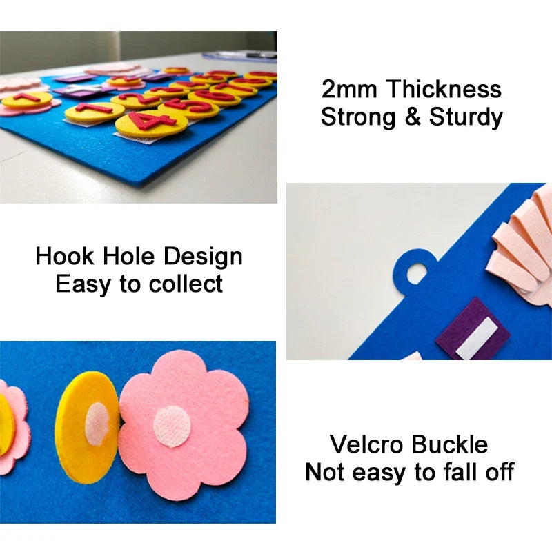 Montessori Felt Number Learning Toy - Toddler Counting, Math & Early Education Game for Kids