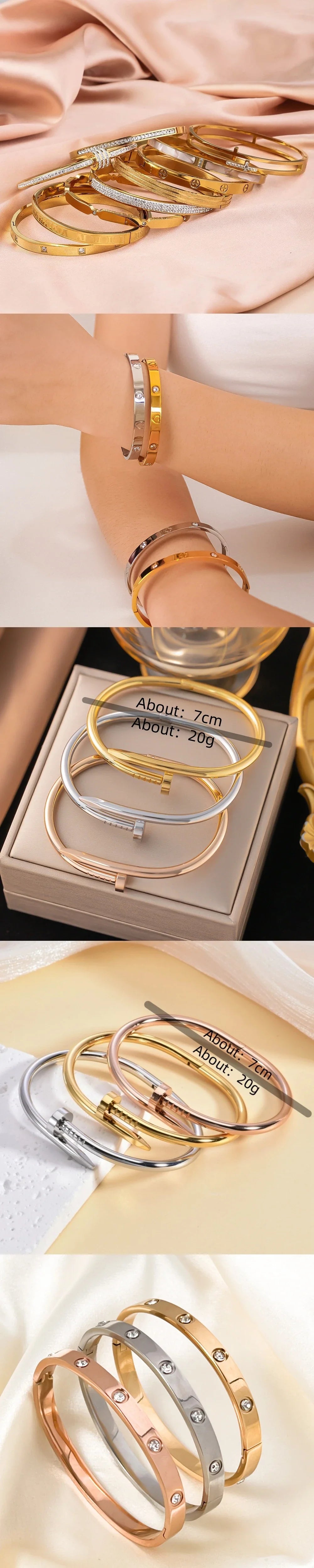 UILZ 316 Titanium Steel Nail Light Bracelet — Luxury Multi-Functional Jewelry for Women