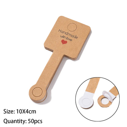 50PCS Self-Adhesive Display Card — 4x10cm Price Tags for Bracelets, Keychains & Jewelry Packaging, Small Business Labels