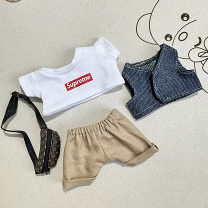 17cm Lovely Labubu Doll Clothes - First & Second Generation Supreme Clothing Set, Multi-Color Outfits