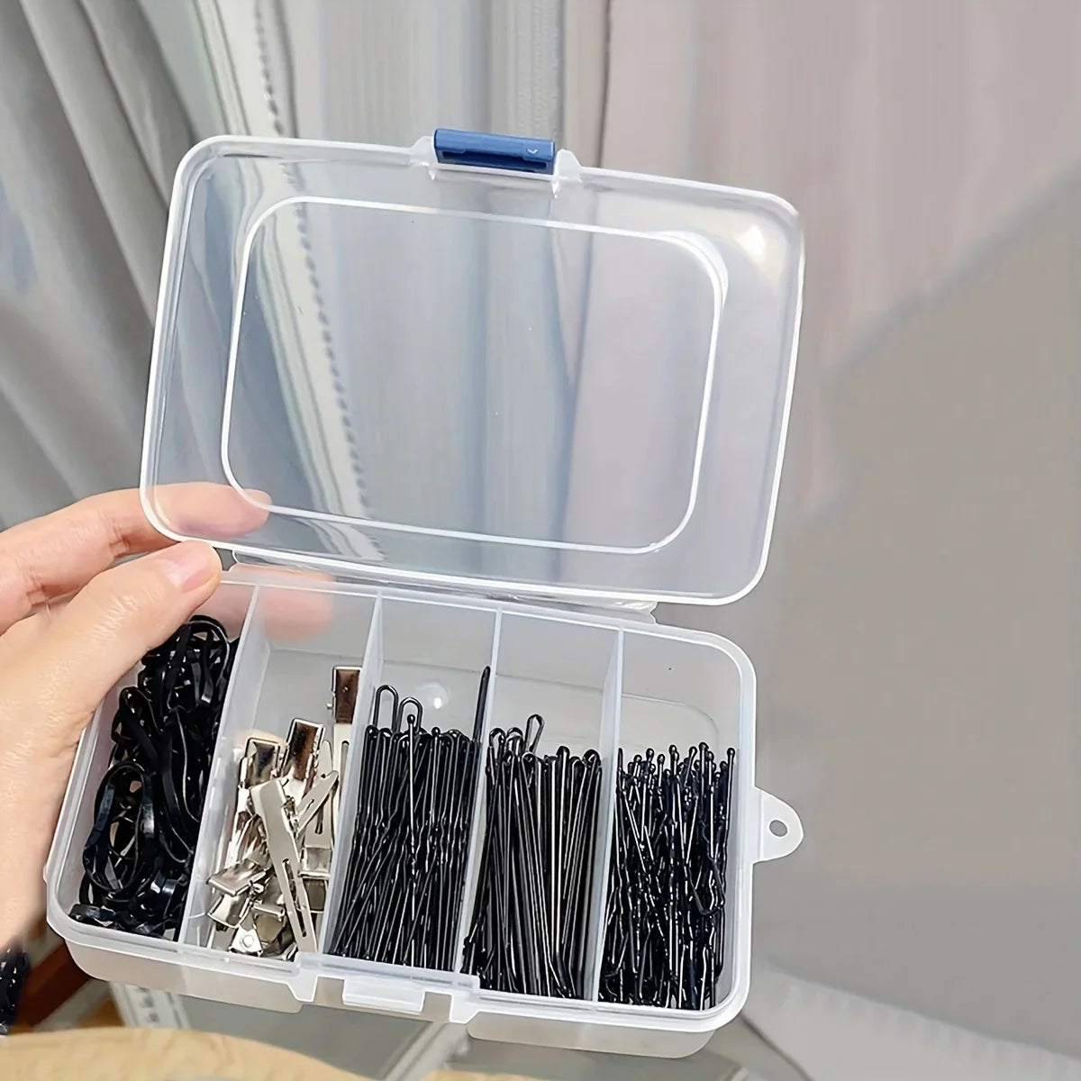 Clear 5/6-Grid Portable Storage Box | Hair Clips & Jewelry Organizer with Dust-Proof Lid for Travel
