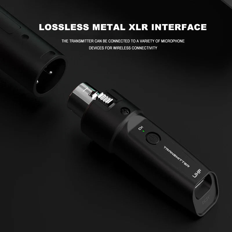 BOMGE UHF XLR Wireless Microphone Adapter System – Transmitter & Receiver for Dynamic Microphone, Guitar, Audio Mixer & PA System