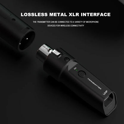 BOMGE UHF XLR Wireless Microphone Adapter System – Transmitter & Receiver for Dynamic Microphone, Guitar, Audio Mixer & PA System
