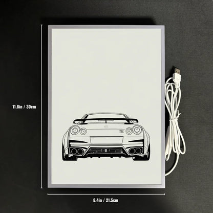 GTR Anime Racing LED Night Light – Car-Themed Bedroom Decor Lamp for Anime Fans, Ambient LED Lampara de Noche & Gift Light