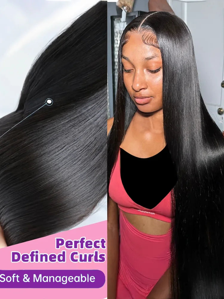 30-34 Inch Bone Straight Human Hair Bundles – Natural Black Remy Unprocessed Virgin Hair Extensions, 3-4 Bundle Deals
