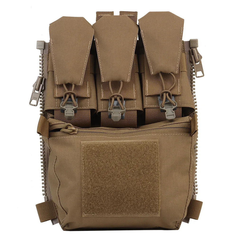 V5 FCPC Sport Vest Back Panel – Zippered Backplate with Expansion Bag & Triple Pouch for Airsoft Vest Plate Carrier Accessories