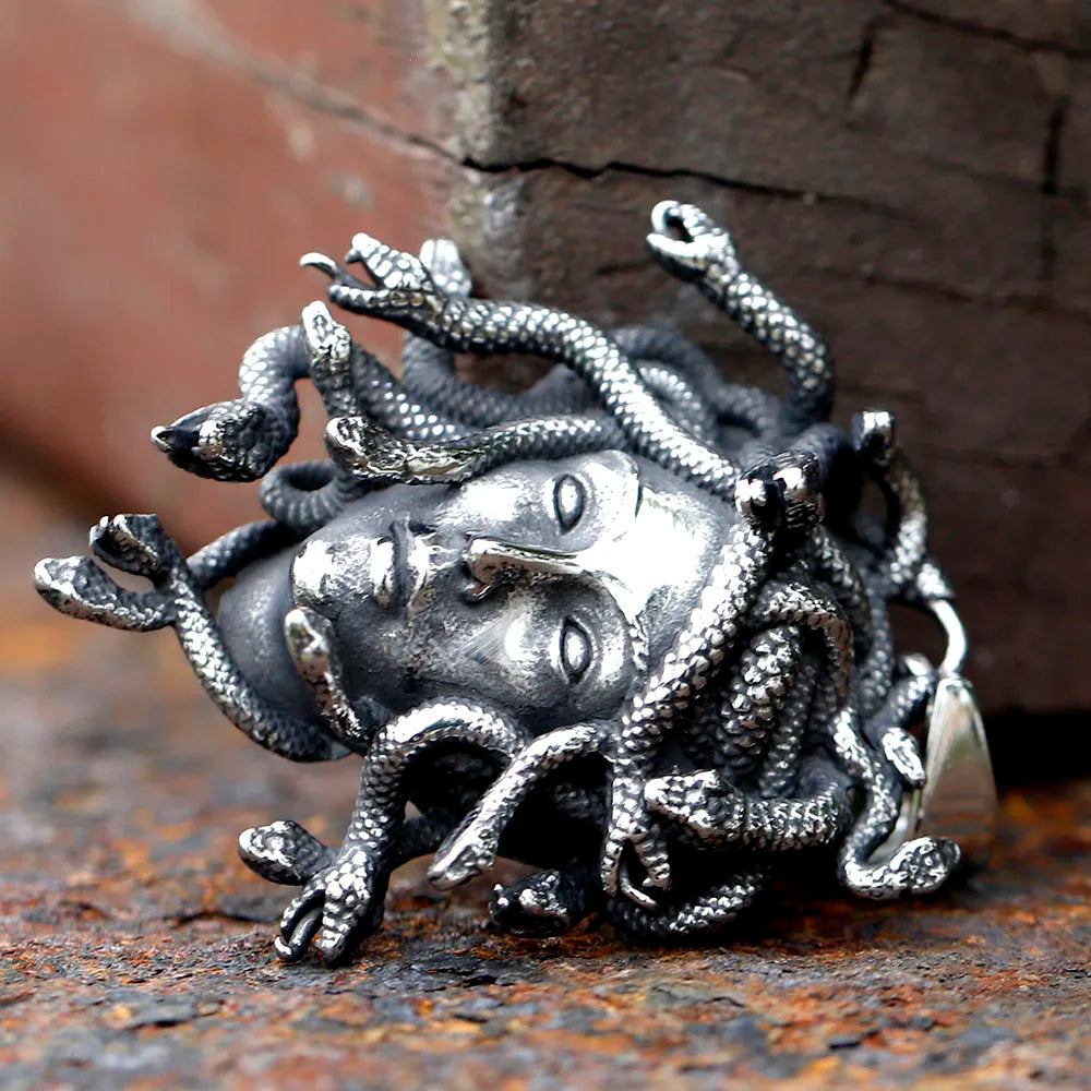 316L Stainless Steel Men’s Medusa Pendant Necklace — Vintage Snake Design Jewelry Accessory, Party Gift with Free Shipping