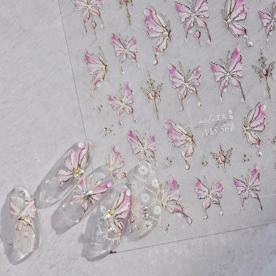 5D Glitter Butterfly Nail Sticker – Kawaii Aurora Nail Art Decal for DIY Manicure & Nail Decorations