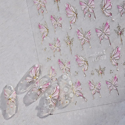5D Glitter Butterfly Nail Sticker – Kawaii Aurora Nail Art Decal for DIY Manicure & Nail Decorations