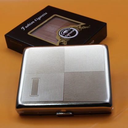 Metal Cigarette Case - 20-Stick Flip-Top Portable Embossed Engraved Holder for Men