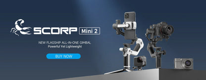FeiyuTech SCORP Mini 2 Kit - 3-Axis Handheld Gimbal for Mirrorless Camera, Action Cam, Smartphone with AI Tracker, 1.2kg Load Capacity