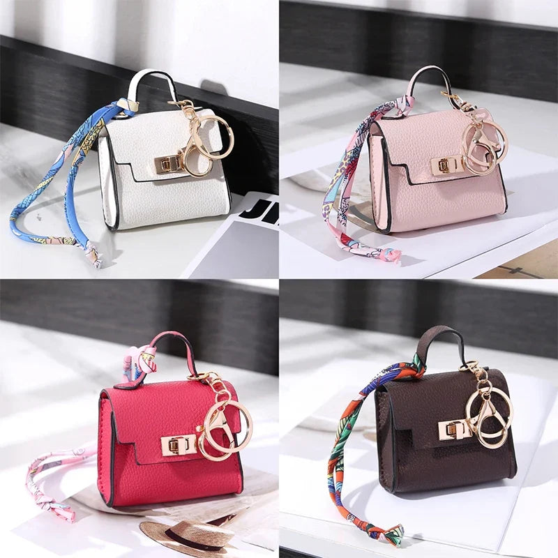 Luxury Mini Coin Purse - Fashionable Silk Scarf Bracelet Keychain Pendant Bag Accessory