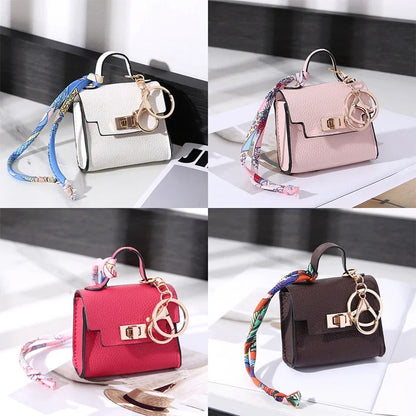Luxury Mini Coin Purse - Fashionable Silk Scarf Bracelet Keychain Pendant Bag Accessory