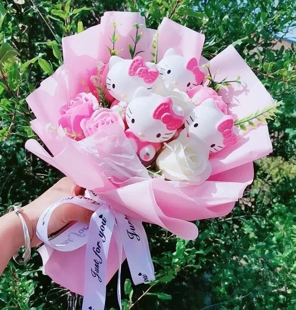 Hello Kitty Cute Plush Bouquet — Kawaii Anime Doll Gift for Valentine’s Day & Birthday