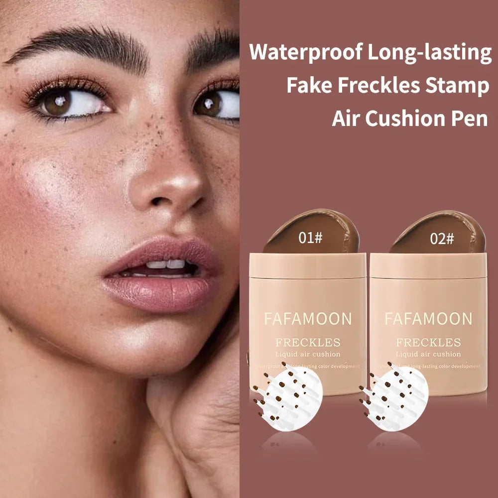 Air Cushion Freckle Stamp Kit - Lifelike Natural Simulation Fake Freckles for Face & Body, Waterproof Makeup Dot Spot Comb