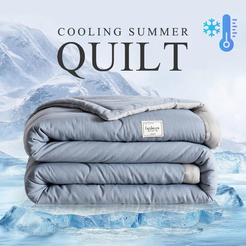 2024 Japanese Cotton-Polyester Summer Quilt – Lightweight, Washable, Skin-Friendly Solid Color Quilt