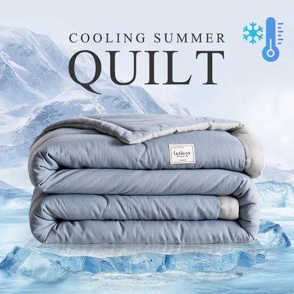 2024 Japanese Cotton-Polyester Summer Quilt – Lightweight, Washable, Skin-Friendly Solid Color Quilt