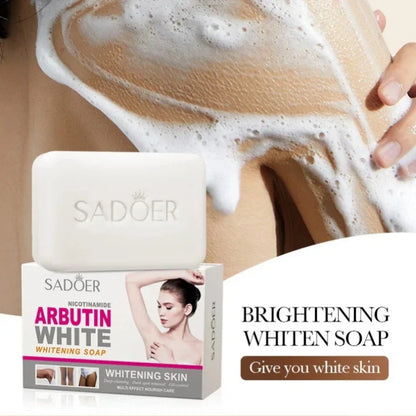 Sadoer Niacinamide & Arbutin Facial Soap – Brightening Moisturizing Deep Cleansing Handmade Face & Body Cleanser Foam