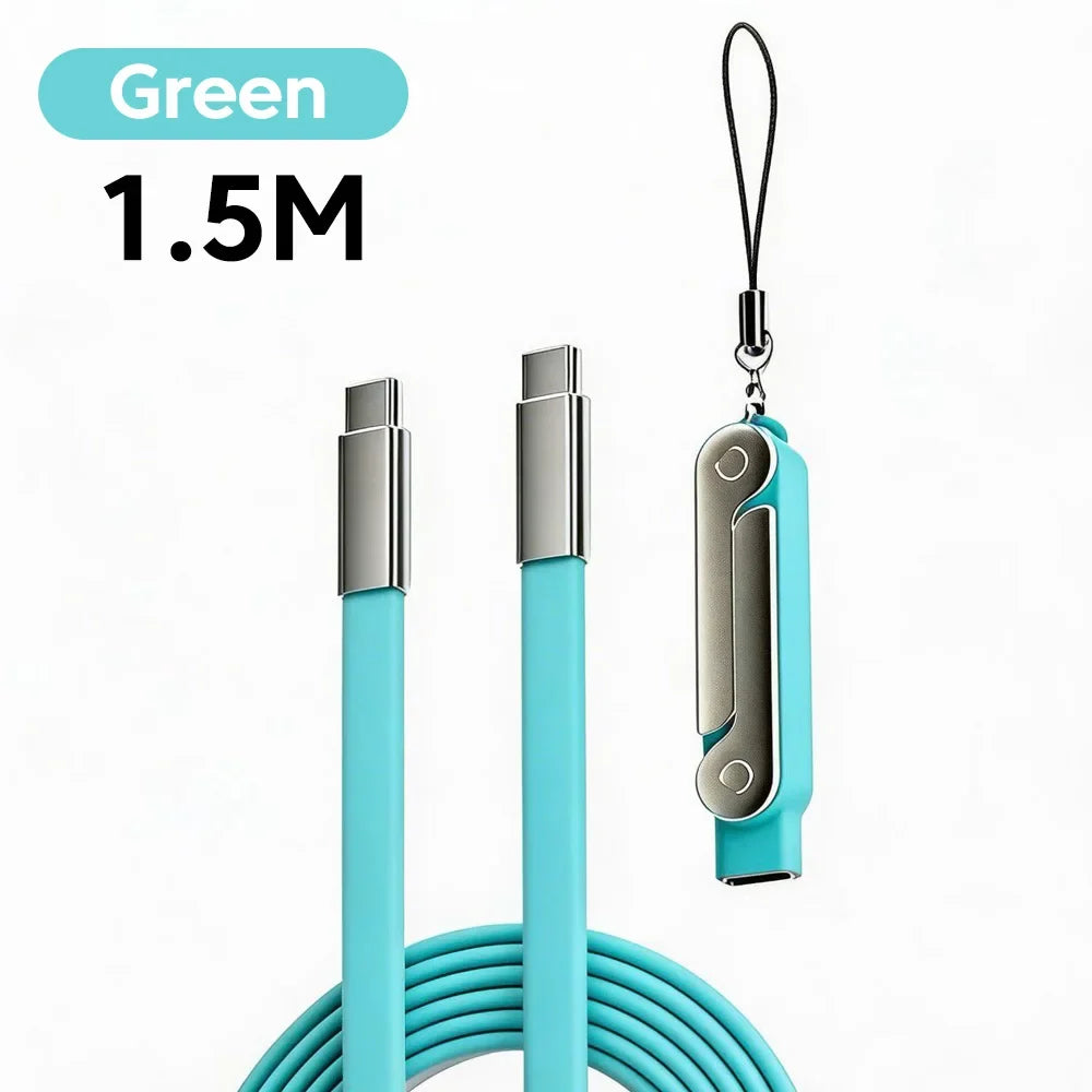 2-in-1 Foldable Phone Holder with USB-C to USB-C 240W Fast Charging Cable – Dual PD High-Speed Data & Charging Stand Cable for Mobile Devices