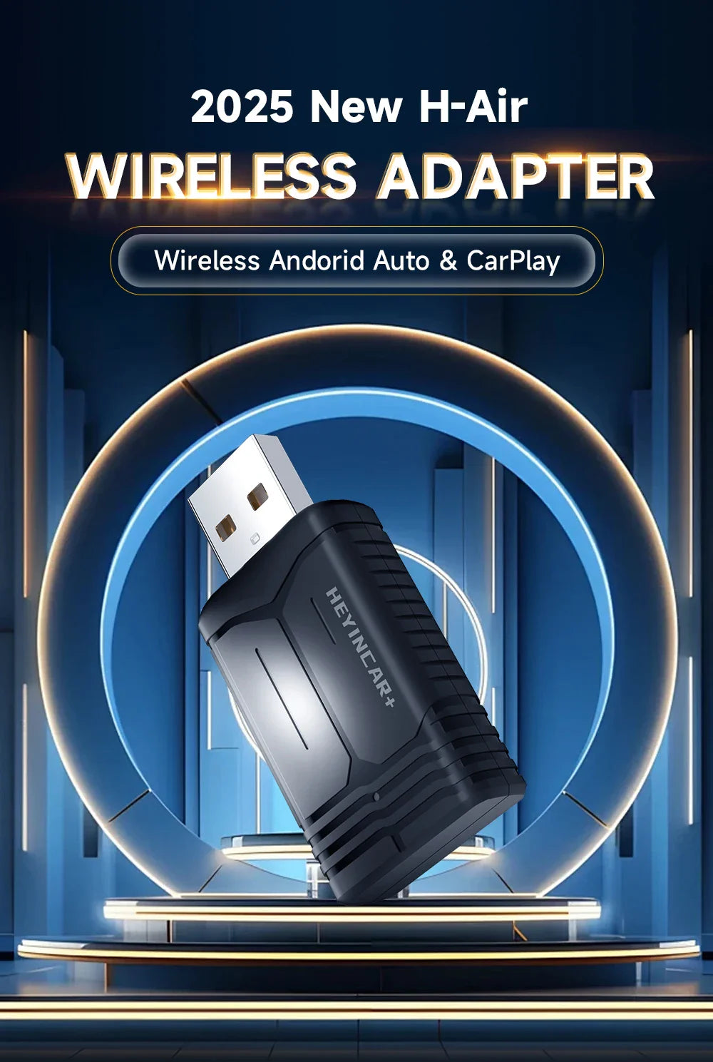 2025 HEYINCAR 2-in-1 Wireless Android Auto & CarPlay Adapter – Plug and Play for Kia, Volvo, Audi, MG, VW, Hyundai, Jeep