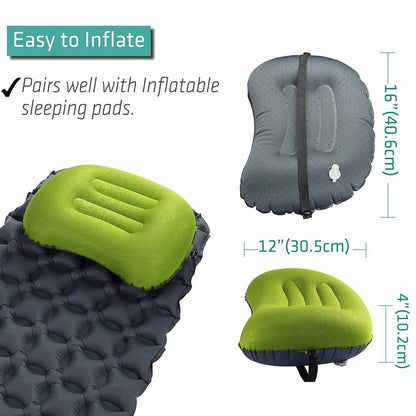 Ultralight Inflatable Camping Pillow – Compact Ergonomic Neck & Lumbar Support for Hiking, Travel & Backpacking