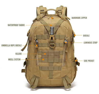 40L Tactical Reflective Backpack – Molle Camouflage Rucksack for Outdoor Hiking, Camping, Hunting & Travel