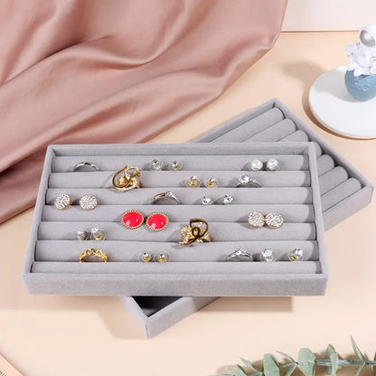 Jewelry Storage Box Organizer – Multi-Compartment Necklace, Ring, Earrings & Brooch Display Drawer Tray