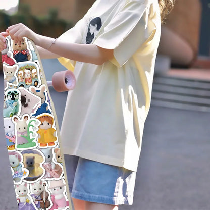 100/200pcs Calico Critters Stickers — Waterproof Cartoon Decals for Laptops, Scrapbooks, Skateboards & Kids’ Decor