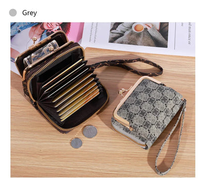 New Women’s Wrist Strap Short Wallet – Large Capacity Flower Design Coin Clip Bag with Multi Card Slots and Money Clip