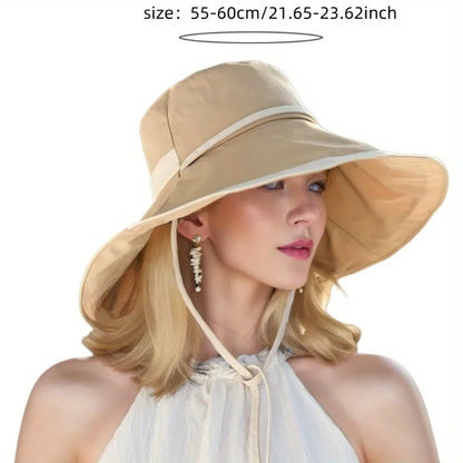 Women’s French Style Sun Hat – Wide Brim Foldable Straw Beach & Travel Hat, Lightweight Summer Fashion
