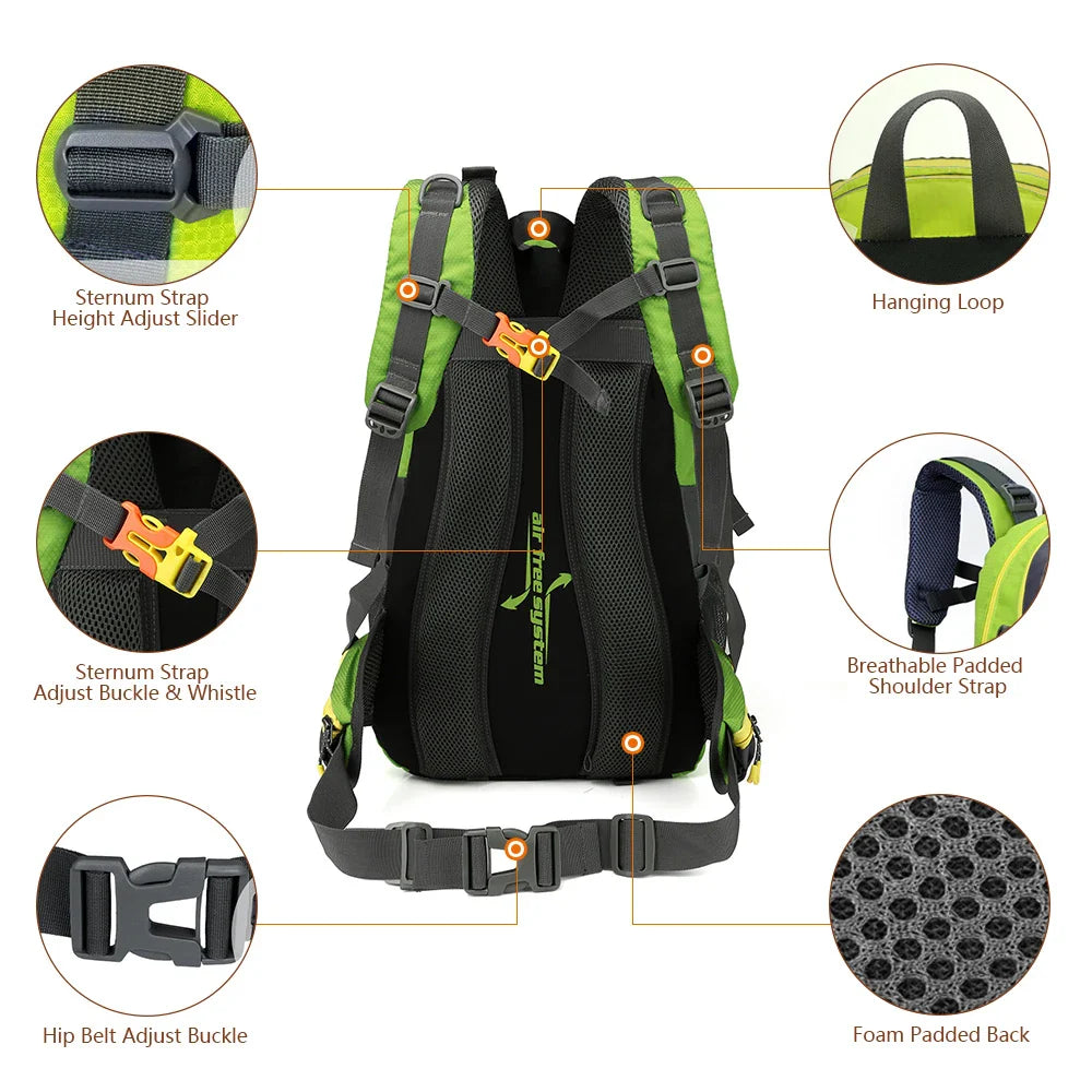 40L Water-Resistant Travel Backpack — Camping, Hiking, Trekking & Climbing Daypack with Laptop Compartment for Men & Women