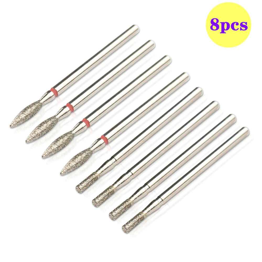 8pcs Diamond Nail Drill Bit Set - Rotary Electric Milling Cutters for Pedicure, Manicure, Cuticle Burr & Nail Tools Accessories