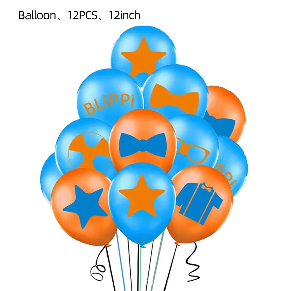 Happy Birthday Party Supplies Set — Cartoon Movie Theme Flag Banner, Paper Tableware, Latex Balloons & Cake Topper Decoration