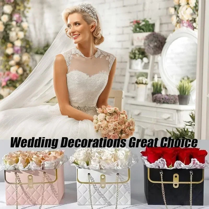 Flower Box Rose Packaging – Portable Gift Box for Valentine’s Day, Birthday, Party, Candy & Cake Wrapping