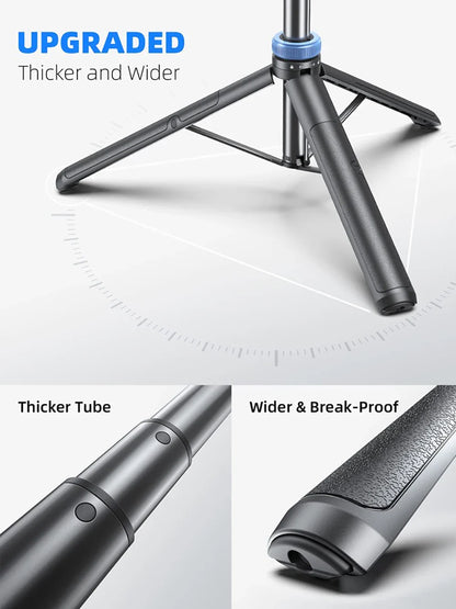 Selfie Stick Tripod for iPhone 15-12, Pro Max, Samsung & GoPro – Lightweight with Wireless Bluetooth Remote & Tripod Stand