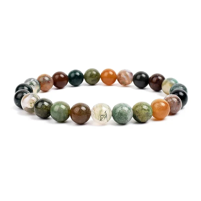 Natural Stone Bead Bracelet - Amethyst Crystal Quartz Aquamarine Jade Agate Elastic Bangle Jewelry for Women & Men