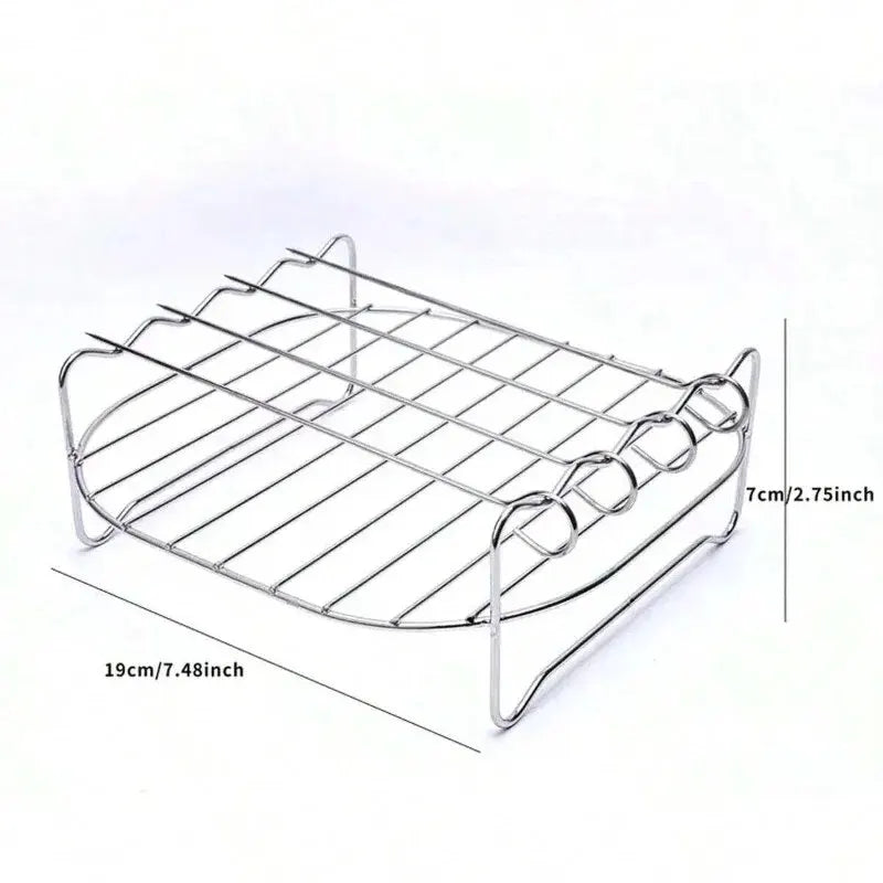 430 Stainless Steel Air Fryer Accessories - Double Layer Grill and Steam Rack for Electric Fryers