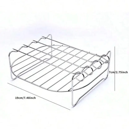 430 Stainless Steel Air Fryer Accessories - Double Layer Grill and Steam Rack for Electric Fryers