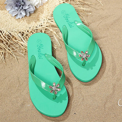 Women's Floral Flat Flip Flops - Lightweight Soft Sole Summer Beach Slides