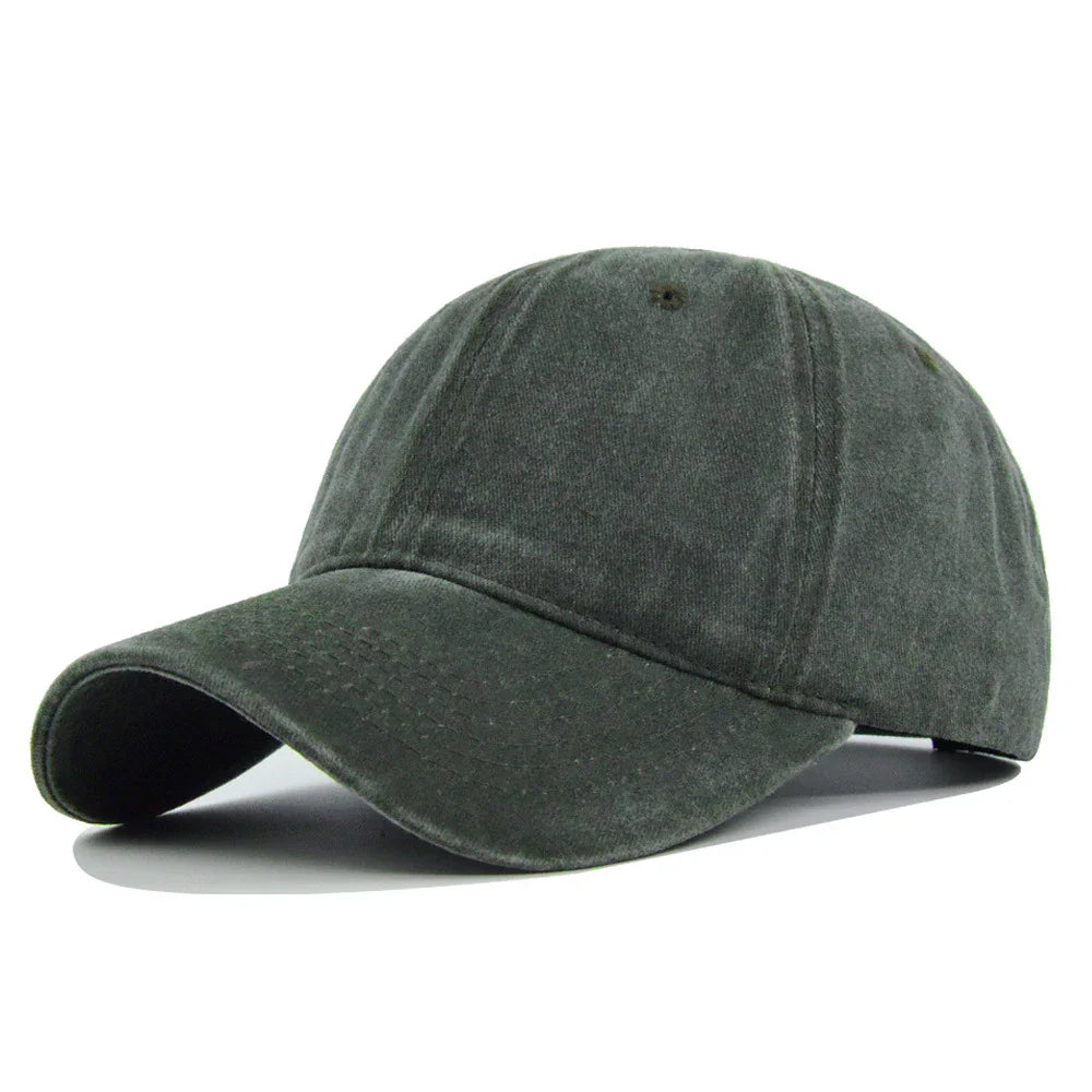 Baseball Snapback Cap – Pure Color Cowboy Hat, Water-Washed Hip Hop Fitted Cap for Men & Women, Spring & Autumn