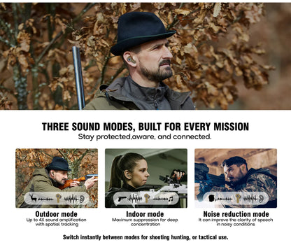 ARM NEXT E30 Tactical Bluetooth Headset – Electronic Noise-Cancelling Earplugs NRR27dB for Shooting